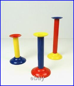 Set Of 3 Vintage MID Century Memphis Age Postmodern Candlestick Holder 80s