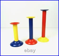 Set Of 3 Vintage MID Century Memphis Age Postmodern Candlestick Holder 80s