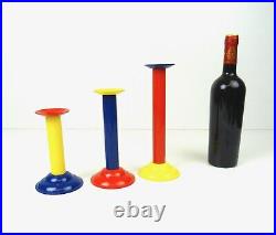 Set Of 3 Vintage MID Century Memphis Age Postmodern Candlestick Holder 80s