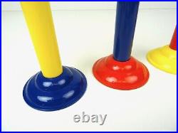 Set Of 3 Vintage MID Century Memphis Age Postmodern Candlestick Holder 80s