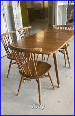 Set Of 4 Vintage Mid Century Ercol Candlestick Windsor 376 Dining Chairs