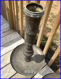 Set Of 4 Vintage Tall Engraved Brass Candlestick Candle Holders Temple Altar