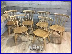 Set Of 6 MID Century Vintage Retro Ercol Elm & Beech Candle Stick Windsor Chairs