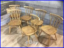 Set Of 6 MID Century Vintage Retro Ercol Elm & Beech Candle Stick Windsor Chairs