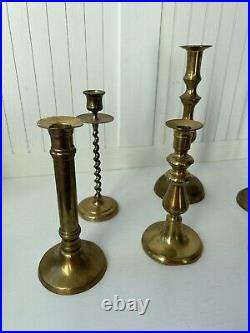 Set Of 6 Vintage Brass Candlestick Holders Made In India