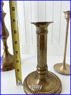 Set Of 6 Vintage Brass Candlestick Holders Made In India