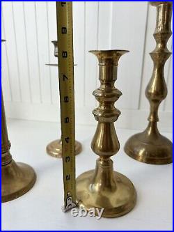 Set Of 6 Vintage Brass Candlestick Holders Made In India