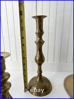 Set Of 6 Vintage Brass Candlestick Holders Made In India