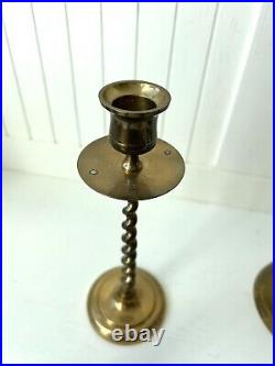 Set Of 6 Vintage Brass Candlestick Holders Made In India