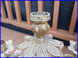 Set of 2 Beautiful L&L WMC Brass & Glass Vintage Candle Stick Holders