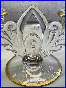Set of (2) Gorgeous Vintage Cambridge Glass Arch double candlestick Holders