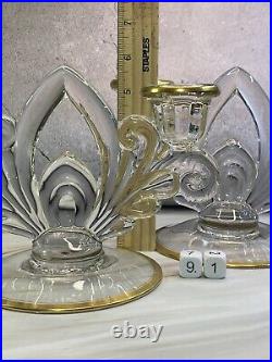 Set of (2) Gorgeous Vintage Cambridge Glass Arch double candlestick Holders