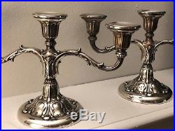 Set of 2 VTG BIRKS 3 Candle Stick Candelabra Sterling Silver Ornate