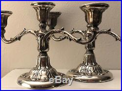 Set of 2 VTG BIRKS 3 Candle Stick Candelabra Sterling Silver Ornate