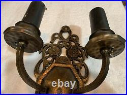 Set of 2 Vintage Brass Lightolier double light sconces Candlestick antique WOW