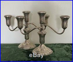 Set of 2 Vintage Sterling Silver Candelabra Candlesticks