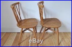 Set of 2 vintage retro 60's Ercol ercol windsor candlestick chairs (model 376)