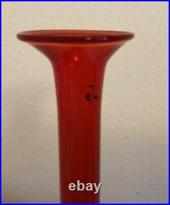 Set of 3 Tall Vintage Hand Blown Ruby Glass Candle Holders Candlesticks 60cm