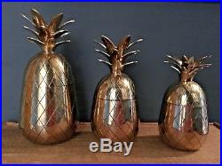 Set of 3 Vintage/ Antique Style Brass Pineapple Ice Bucket /Candle stick holders