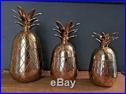 Set of 3 Vintage/ Retro style Brass Pineapples Ice Bucket / Candlesticks