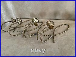 Set of 4 Candle Stick taper Wall Sconces Scroll Vintage Brass twisted Swirl Gold