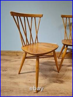 Set of 4 Ercol Candlestick Blonde Retro Vintage Mid Century Elm Dining Chairs