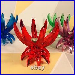 Set of 4 Retro 60's 70's Friedel Ges Gesch Starburst Lucite Candle Holders West