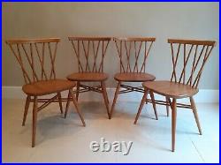 Set of 4 Vintage Ercol Shalstone Candlestick Latticed No 376 Chairs 1960's