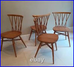 Set of 4 Vintage Ercol Shalstone Candlestick Latticed No 376 Chairs 1960's