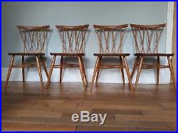 Set of Four Vintage Retro Ercol 1960's Candlestick Latticed Chiltern Chairs