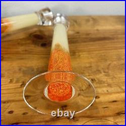 Set of Murano Art Glass Candlestick Vintage Hand Blown Glass Burnt Orange White