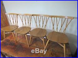 Set of four 4 Ercol vintage retro 1960s candlestick latticed chiltern chairs