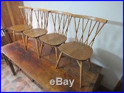 Set of four 4 Ercol vintage retro 1960s candlestick latticed chiltern chairs