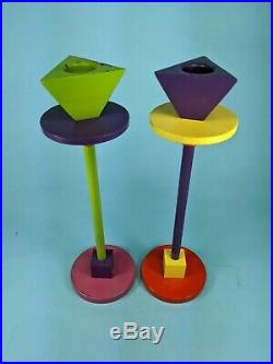 Set of two Vintage Memphis Candlesticks (Ettore Sottsass style)