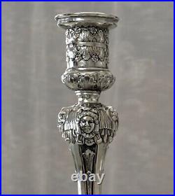 Silver Plated Art Nouveau Styled Vintage Candle Holders Ladies Faces Pair