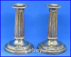 Silver plate vintage Victorian antique fluted column pair of candlesticks