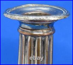 Silver plate vintage Victorian antique fluted column pair of candlesticks