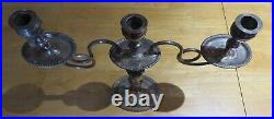 Silver plate vintage Victorian antique large candelabra candlestick