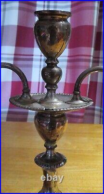 Silver plate vintage Victorian antique large candelabra candlestick