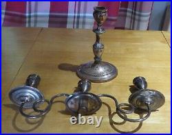 Silver plate vintage Victorian antique large candelabra candlestick