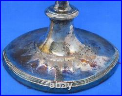 Silver plate vintage Victorian antique tall oval base pair of candlesticks