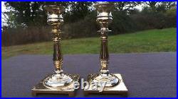 Small English Candle Sticks Superb Vintage English Bronze Classical Pair Candle