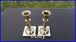 Small English Candle Sticks Superb Vintage English Bronze Classical Pair Candle