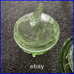 Sowerby Butterfly Dressing Table Set Green Vintage Pretty Tray Candle Sticks