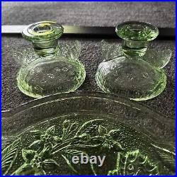 Sowerby Butterfly Dressing Table Set Green Vintage Pretty Tray Candle Sticks