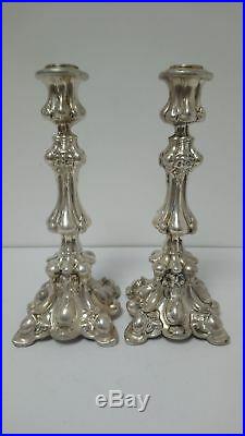 Splendid Vintage Judaica 925 Sterling Silver Shabbat Candlesticks, H 9.5, 420g
