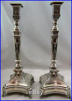 Sterling Silver Candlesticks (2 total)Square Base With Vintage Detail 916Grams