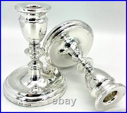 Sterling Silver Candlesticks by A T Cannon Ltd Vintage 1975 12cm Tall