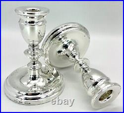 Sterling Silver Candlesticks by A T Cannon Ltd Vintage 1975 12cm Tall