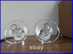 Steuben Crystal Tear Drop Candlesticks Pair (2) 5 Tall Signed Vintage 1950s GUC